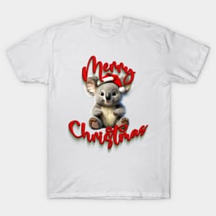 Merry Christmas Koala with A Xmas Santa Hat from Australia T-Shirt